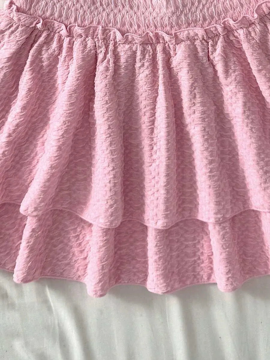 Teen Girls' Floral Ruffled Halter Top & A-Line Skirt Set – Summer Vacation Two-Piece Outfit