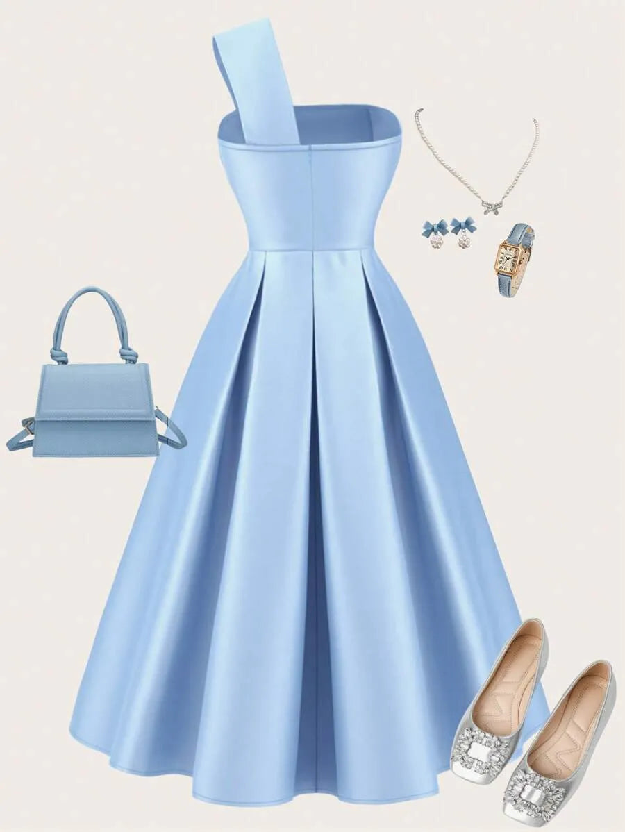 Teen Girls' Light Blue Floral Maxi Dress – Sleeveless Elegant Ruffle Hem Outfit for Holiday, Wedding, Spring & Back-to-School