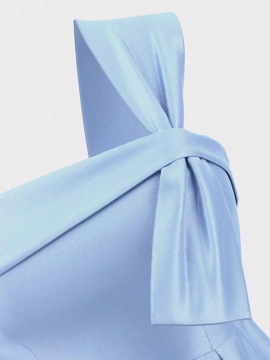 Teen Girls' Light Blue Floral Maxi Dress – Sleeveless Elegant Ruffle Hem Outfit for Holiday, Wedding, Spring & Back-to-School