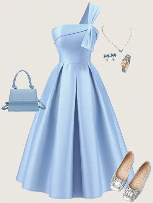 Teen Girls' Light Blue Floral Maxi Dress – Sleeveless Elegant Ruffle Hem Outfit for Holiday, Wedding, Spring & Back-to-School